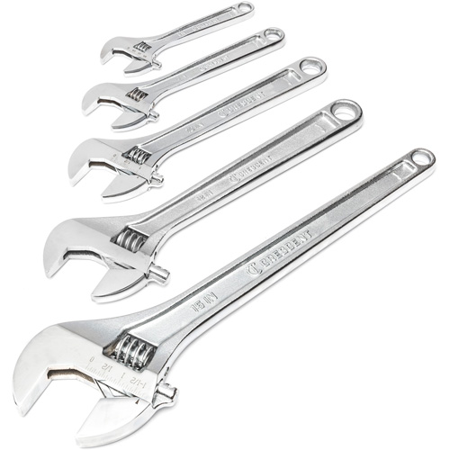 Chrome Wrench Set, Adjustable, 5 Pieces, Imperial and Metric Toolneeds Inc.