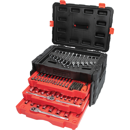 Jeu d'outils manuels pour m&eacute;canicien 1/4", 3/8" & 1/2" avec mallette de transport &agrave; 3 tiroirs Toolneeds Inc.