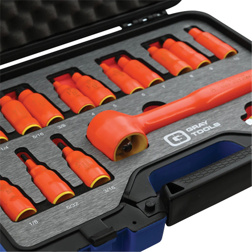3/8" Drive SAE & Metric Hex Bit Insulated Socket and Attachment Set, 1000 V, 16 Pcs Toolneeds Inc.