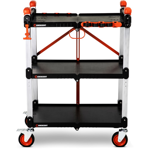 SITERUNNER 3-Shelf Folding Jobsite Cart, 30-3/5" L x 20" W x 42-1/2" H, Black Toolneeds Inc.