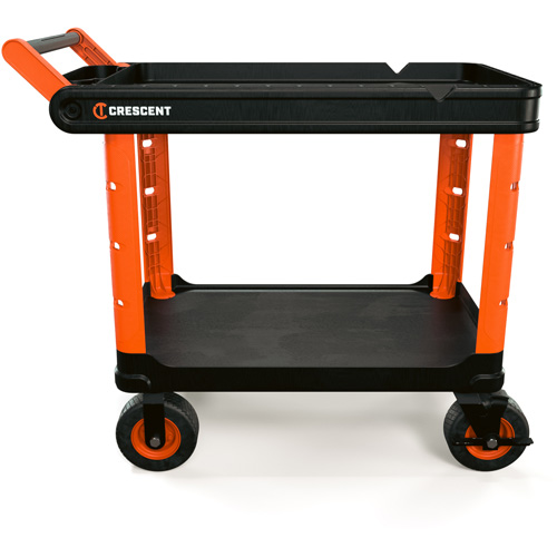 RAILWORKS 2-Shelf Industrial Utility Cart with 8" Casters, 47" L x 24-1/2" W x 37-4/5" H, Black/Orange Toolneeds Inc.