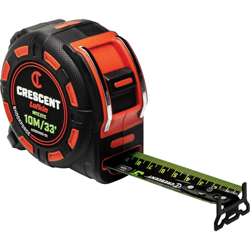 Ruban &agrave; mesurer Shockforce NITE EYE, 1-1/4" x 35'/10 m, Marques de goujon M&eacute;trique/SAE Toolneeds Inc.