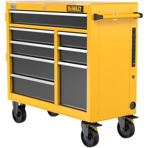 Postes de travail industriel mobile, 8 tiroirs, 40" la x Jaune Toolneeds Inc.