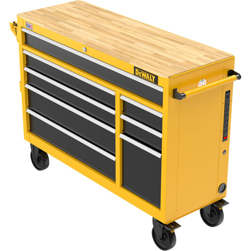 Postes de travail industriel mobile, 8 tiroirs, 52" la x Jaune Toolneeds Inc.