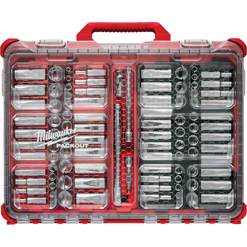 Metric/SAE Ratchet & Socket Set with PACKOUT Low-Profile Organizer, 98 Pcs, 3/8" Drive Size Toolneeds Inc.