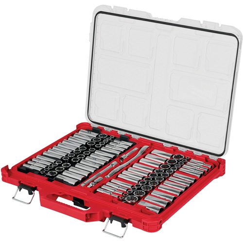 Metric/SAE Ratchet & Socket Set with PACKOUT Low-Profile Organizer, 98 Pcs, 3/8" Drive Size Toolneeds Inc.