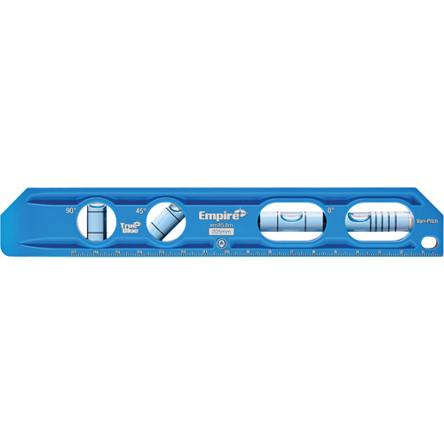 TRUE BLUE&reg; Die Cast Torpedo Level, 8" L, Aluminum, 4 Vials, Magnetic Toolneeds Inc.