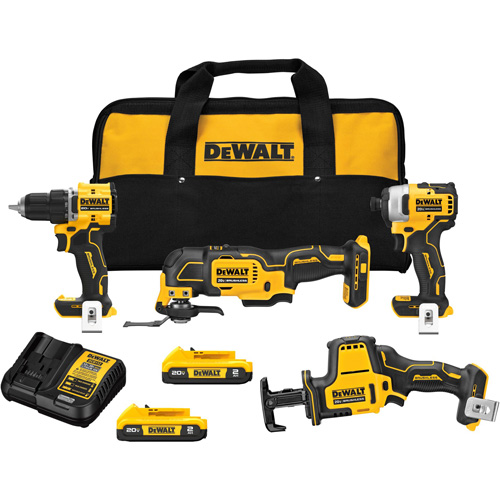 ATOMIC Cordless Brushless 4-Tool Combo Kit, Lithium-Ion, 20 V Toolneeds Inc.