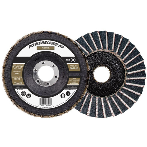 POWERBLEND NF Flap Disc, 4-1/2" x 7/8", Type 29, Z60 Grit, Zirconia Alumina Toolneeds Inc.