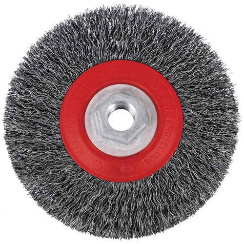 Brosse m&eacute;tallique &agrave; fils torsad&eacute;s &agrave; haut rendement 5C14T, 5" dia., Fils 0,014", Arbre 5/8"-11NC Toolneeds Inc.