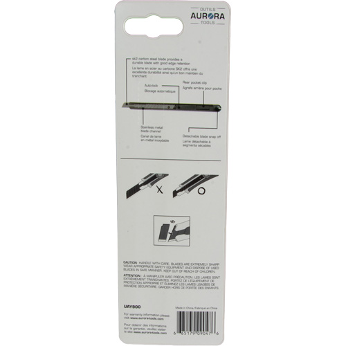 Couteau d'usage g&eacute;n&eacute;ral de 9 mm , Acier inoxydable, Prise en Plastique Toolneeds Inc.