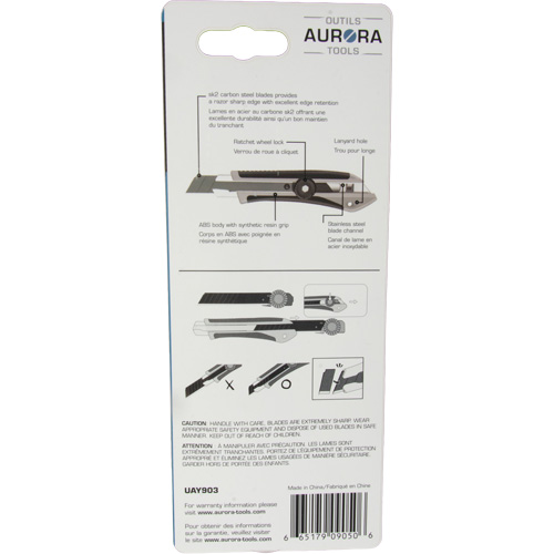 Couteau professionnel de 18 mm, Acier inoxydable, Robuste, Prise en Caoutchouc Toolneeds Inc.
