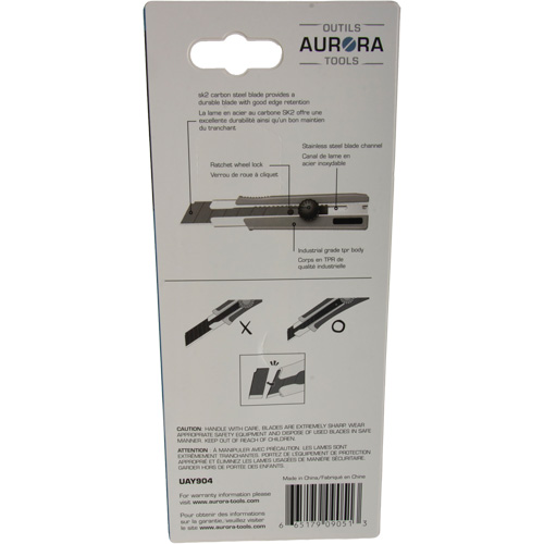 Couteau r&eacute;tractable de 25 mm, Acier inoxydable, Robuste, Prise en Caoutchouc Toolneeds Inc.