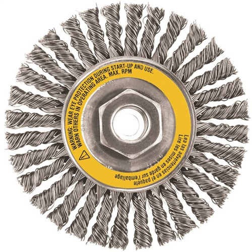 Wheel Brush, 4" Dia., 0.02" Fill, 5/8"-11 Arbor, Stainless Steel Toolneeds Inc.
