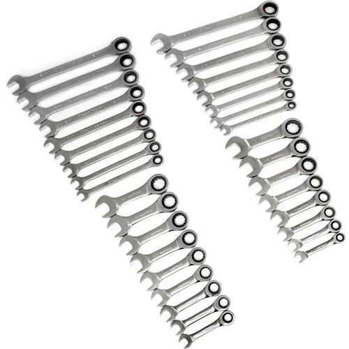 72-Tooth 12 Point Standard & Stubby Wrench Set, Ratcheting Combination, 34 Pieces, Imperial and Metric Toolneeds Inc.
