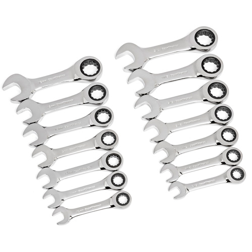 72-Tooth 12 Point Stubby Wrench Set, Ratcheting Combination, 14 Pieces, Imperial and Metric Toolneeds Inc.
