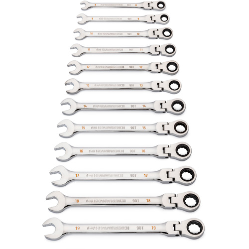 90-Tooth 12 Point Wrench Set, Flex Head/Ratcheting Combination, 12 Pieces, Metric Toolneeds Inc.
