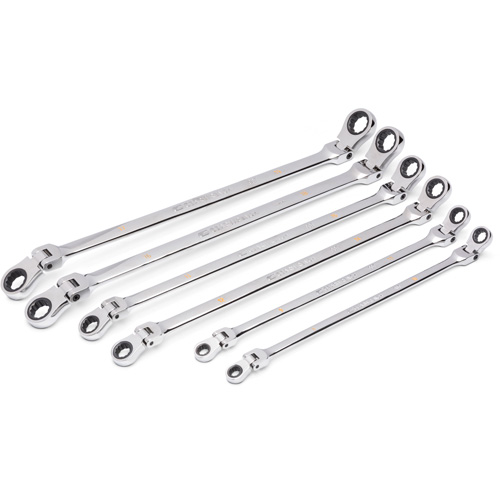 Jeu de cl&eacute;s &agrave; cliquet double m&eacute;triques &agrave; 12 pans et 90 dents Gearbox, T&ecirc;te articul&eacute;e, 6 morceaux, M&eacute;trique Toolneeds Inc.