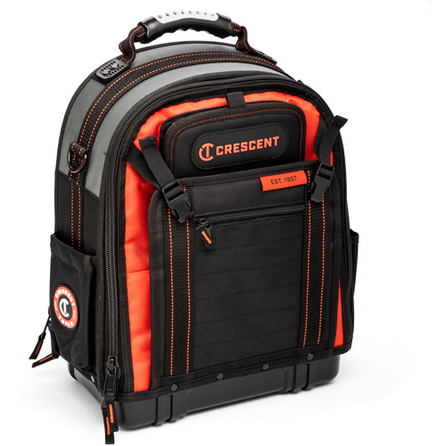 Tradesman Backpack, 18" L x 10" W, Black/Grey/Orange, Polyester Toolneeds Inc.