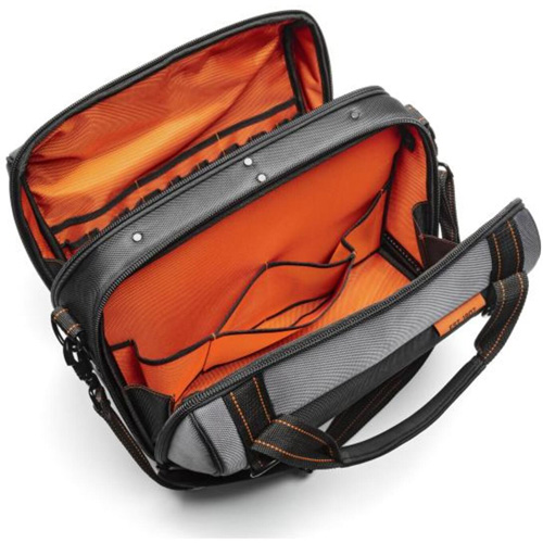 17" Tradesman Closed Top Tool Bag, Polyester, 3 Pockets, Black/Grey/Orange Toolneeds Inc.