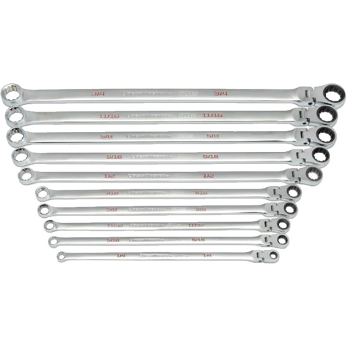 120XP Universal Spline XL Flex Head GearBox Wrench Set, Ratcheting Box, 10 Pieces, Imperial Toolneeds Inc.