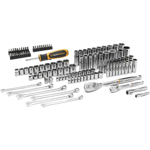 Jeu d'outils manuels pour m&eacute;canicien 90T SAE/m&eacute;trique avec prises 1/4" & 3/8" Toolneeds Inc.