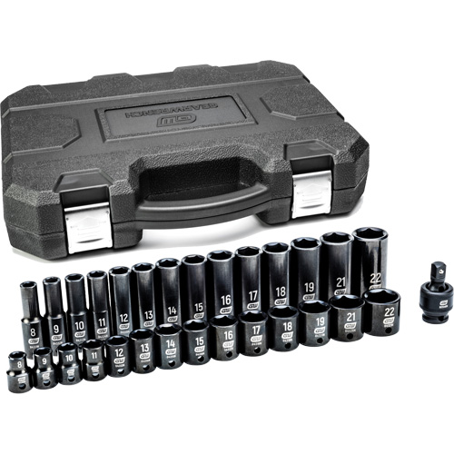 Jeu de douilles m&eacute;triques &agrave; 6 pans, 29 Mcx, Chocs, Prise de 3/8", Profond Toolneeds Inc.
