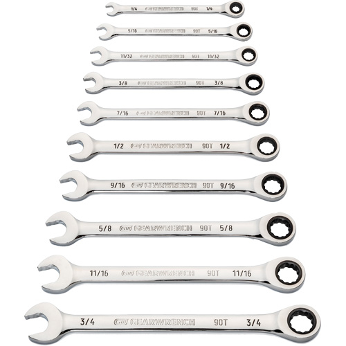 90-Tooth 12-Point Wrench Set, Ratcheting Combination, 10 Pieces, Imperial Toolneeds Inc.