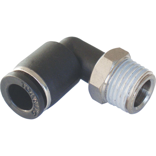 MAXFIT Push-to-Connect to Male NPT Elbow Adapter, 3/8" x 1/2" Dia., PBT Polymer Toolneeds Inc.