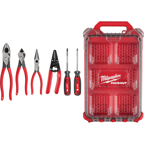 Ensemble de pinces &agrave; prise gain&eacute;e, pince &agrave; d&eacute;nuder et tournevis &agrave; prise coussin&eacute;e avec organisateur PACKOUT Toolneeds Inc.