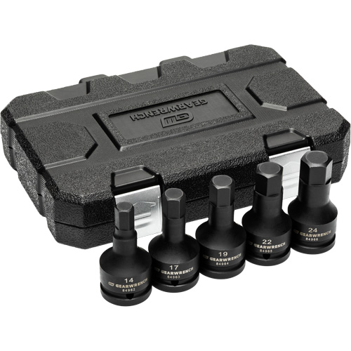 Metric Impact Bit Socket Set with Blow Mold Case, Hex, 3/4" Drive, 5 Pcs Toolneeds Inc.