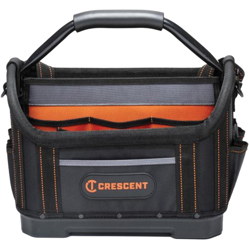 14" Tradesman Open Top Tool Bag, 1680 Denier/Polyester, 25 Pockets, Black/Grey/Orange Toolneeds Inc.