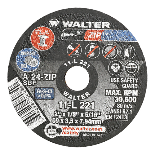 Portable Small Diameter Reinforced Cut-Off Wheels - Zip, 2" x 1/8", 5/16" Arbor, Type 1, Aluminum Oxide, 31000 RPM Toolneeds Inc.