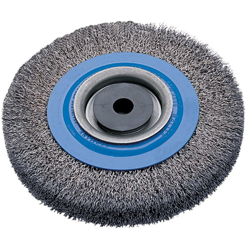 Crimped Wire Bench Wheel Brush, 6" Dia., 0.0118" Fill, 1/2" - 1/4" Arbor Toolneeds Inc.