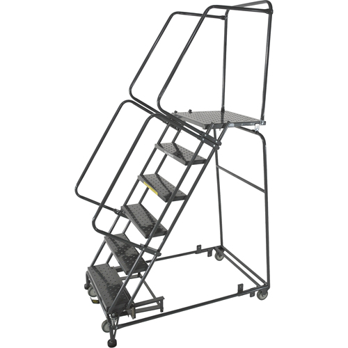 Weight Actuated Lockstep Rolling Ladders, 11 Steps, 24" Step Width, 110" Platform Height, Steel Toolneeds Inc.