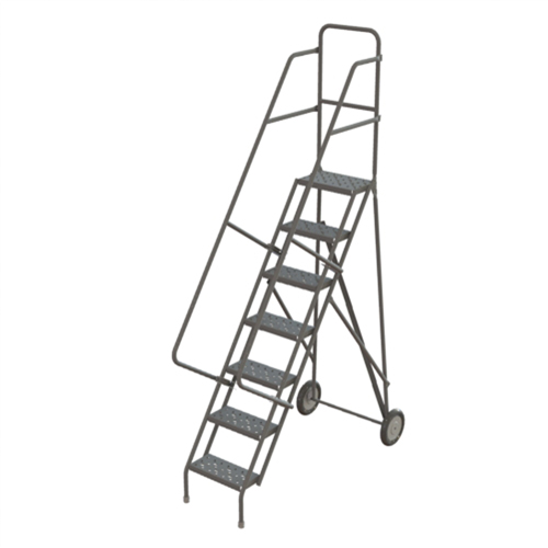 Steel Rolling Ladder, 7 Steps, 16" Step Width, 70" Platform Height, Steel Toolneeds Inc.
