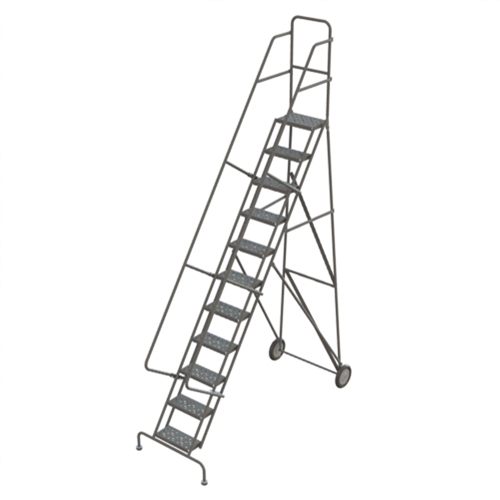 Steel Rolling Ladder, 11 Steps, 16" Step Width, 110" Platform Height, Steel Toolneeds Inc.