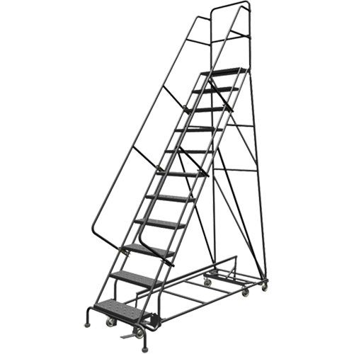 All Directional Rolling Ladder, 11 Steps, 24" Step Width, 110" Platform Height, Steel Toolneeds Inc.