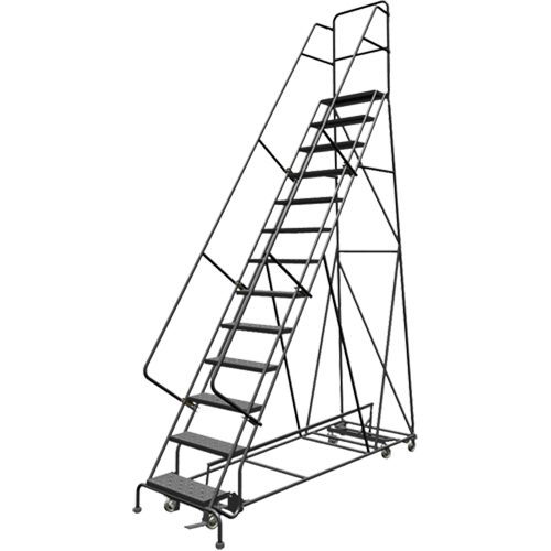 All Directional Rolling Ladder, 13 Steps, 24" Step Width, 130" Platform Height, Steel Toolneeds Inc.