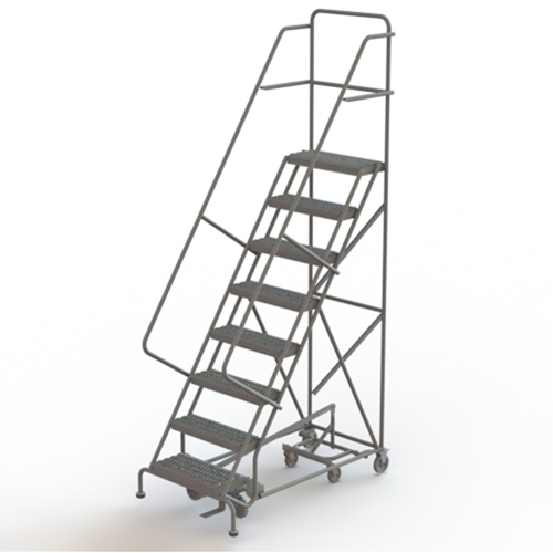 All Directional Rolling Ladder, 8 Steps, 24" Step Width, 80" Platform Height, Steel Toolneeds Inc.