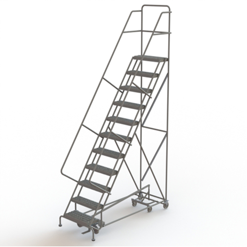 All Directional Rolling Ladder, 11 Steps, 24" Step Width, 110" Platform Height, Steel Toolneeds Inc.