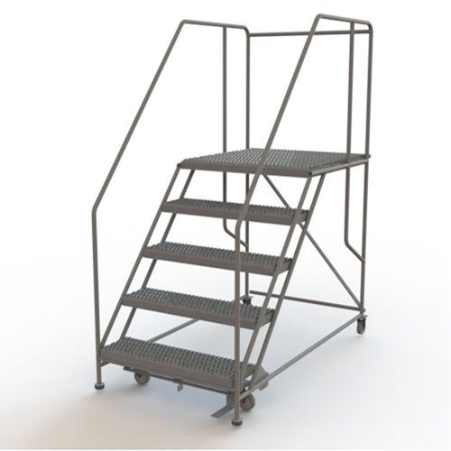 Mobile Work Platform, Steel, 5 Steps, 50" H, 36" D, 36" Step, Serrated Toolneeds Inc.