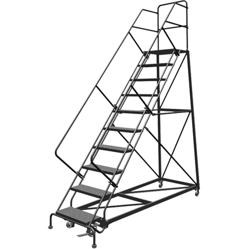 Safety Slope Rolling Ladder, 9 Steps, Perforated, 50° Incline, 90" High Toolneeds Inc.