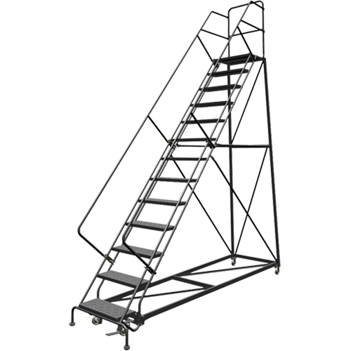 Safety Slope Rolling Ladder, 13 Steps, Perforated, 50° Incline, 130" High Toolneeds Inc.