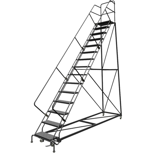 Safety Slope Rolling Ladder, 15 Steps, Perforated, 50° Incline, 150" High Toolneeds Inc.