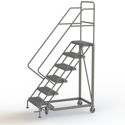 Safety Slope Rolling Ladder, 6 Steps, Serrated, 50° Incline, 60" High Toolneeds Inc.