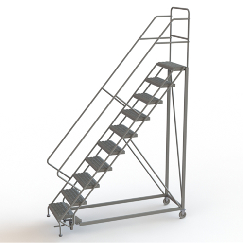 Safety Slope Rolling Ladder, 10 Steps, Serrated, 50° Incline, 100" High Toolneeds Inc.