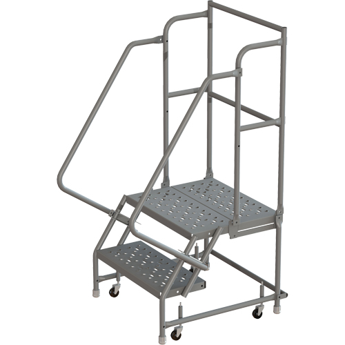 Escabeaux roulants &agrave; dessus profond, 2 marches, Largeur de la marche 24", Hauteur de la plateforme 20", Acier Toolneeds Inc.