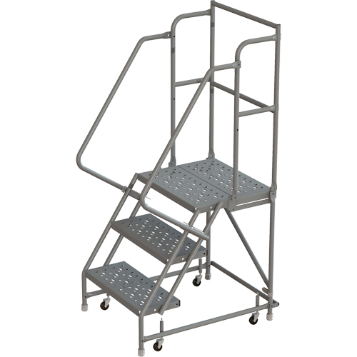 Deep Top Step Rolling Ladder, 3 Steps, 16" Step Width, 30" Platform Height, Steel Toolneeds Inc.