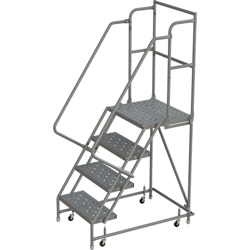Deep Top Step Rolling Ladder, 4 Steps, 16" Step Width, 40" Platform Height, Steel Toolneeds Inc.